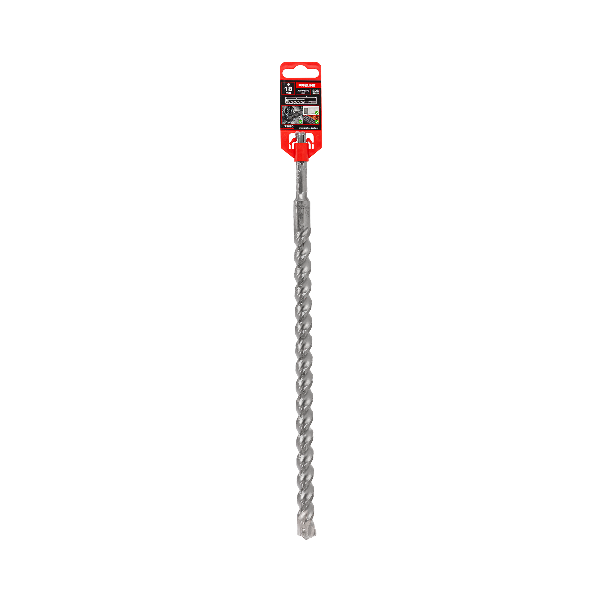 Wiertło do betonu zbrojonego SDS-Plus S3 cegła kamień 18x350 mm Proline 73660