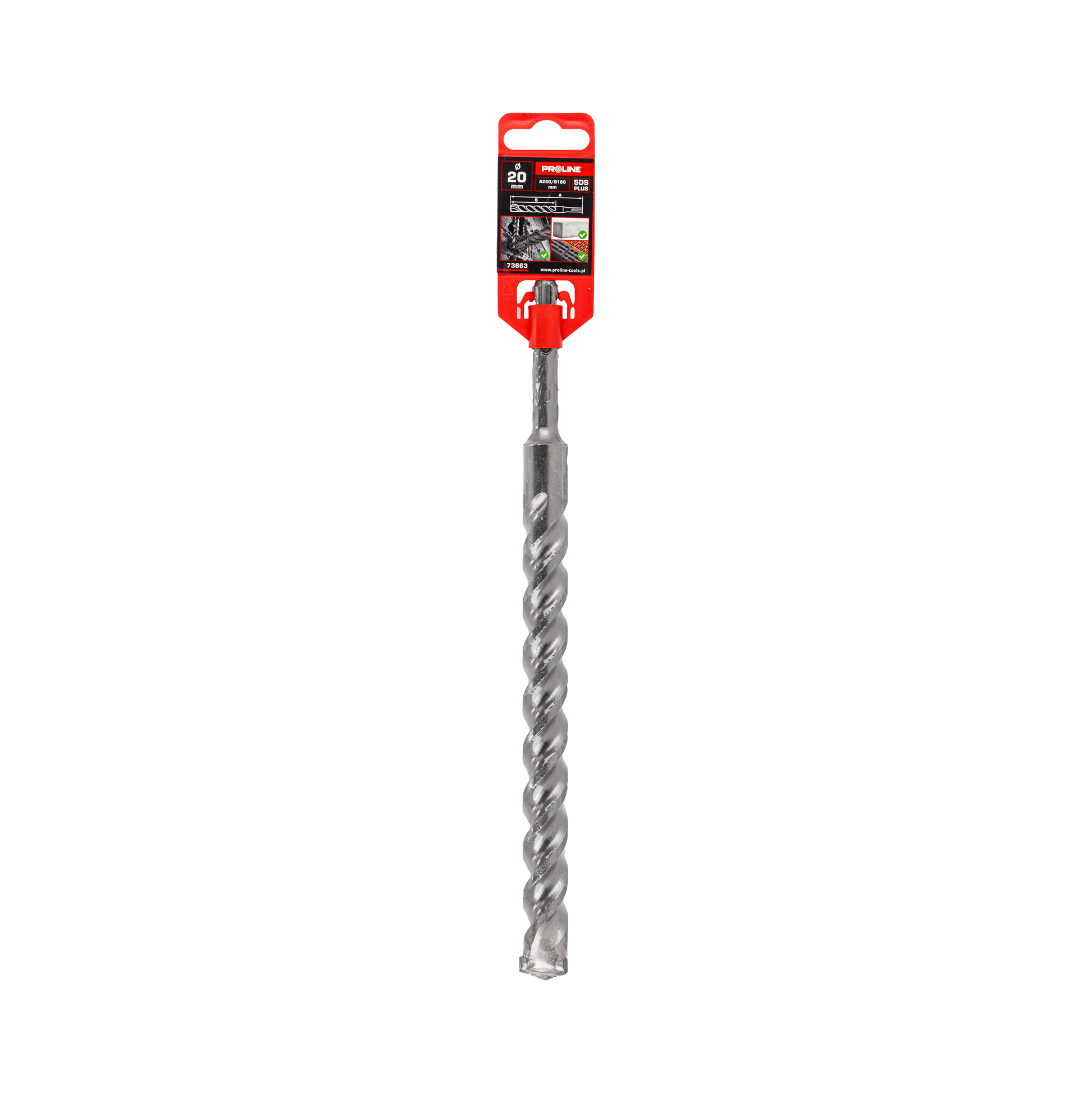 Wiertło do betonu zbrojonego SDS-Plus S3 cegła kamień 20x260 mm Proline 73663