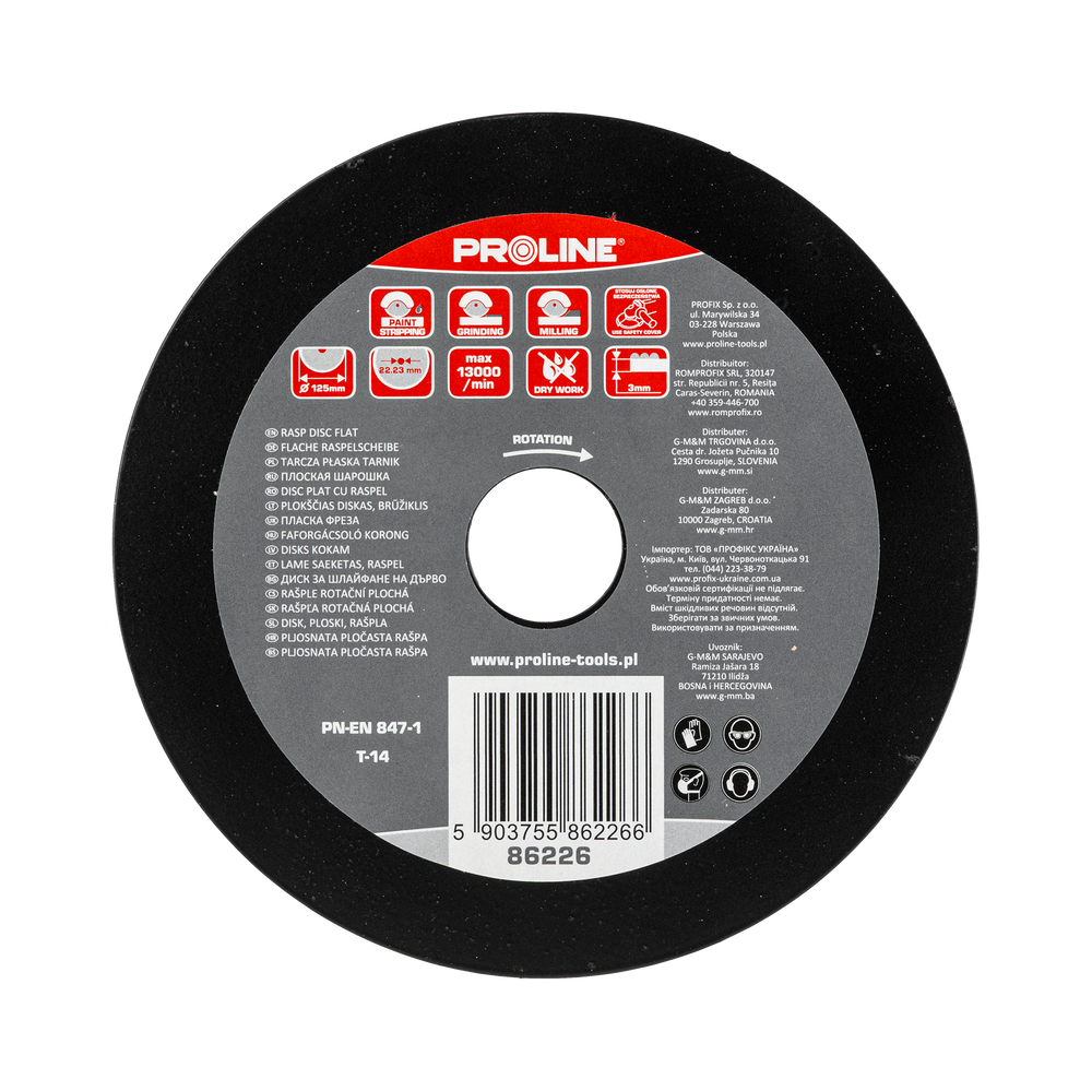 Tarcza płaska tarnik typ a 125 mm średnie zęby Proline 86226