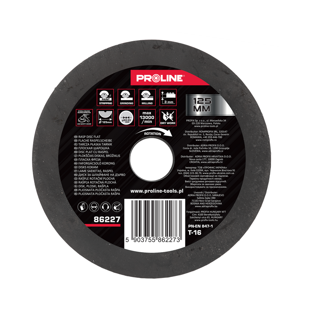 Tarcza płaska tarnik typ b 125 mm drobne zęby Proline 86227