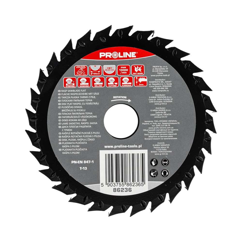 Tarcza płaska tarnik z piłą 125 mm grube zęby Proline 86236