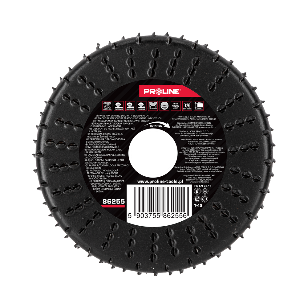 Tarcza płaska tarnik frez czołowy i boczny 120 mm grube zęby Proline 86255
