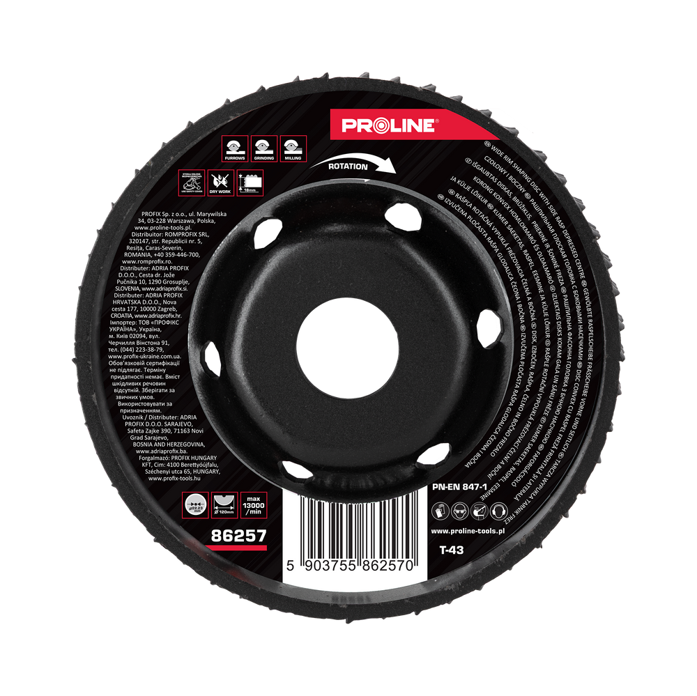 Tarcza wypukła tarnik frez czołowy i boczny 120 mm grube zęby Proline 86257