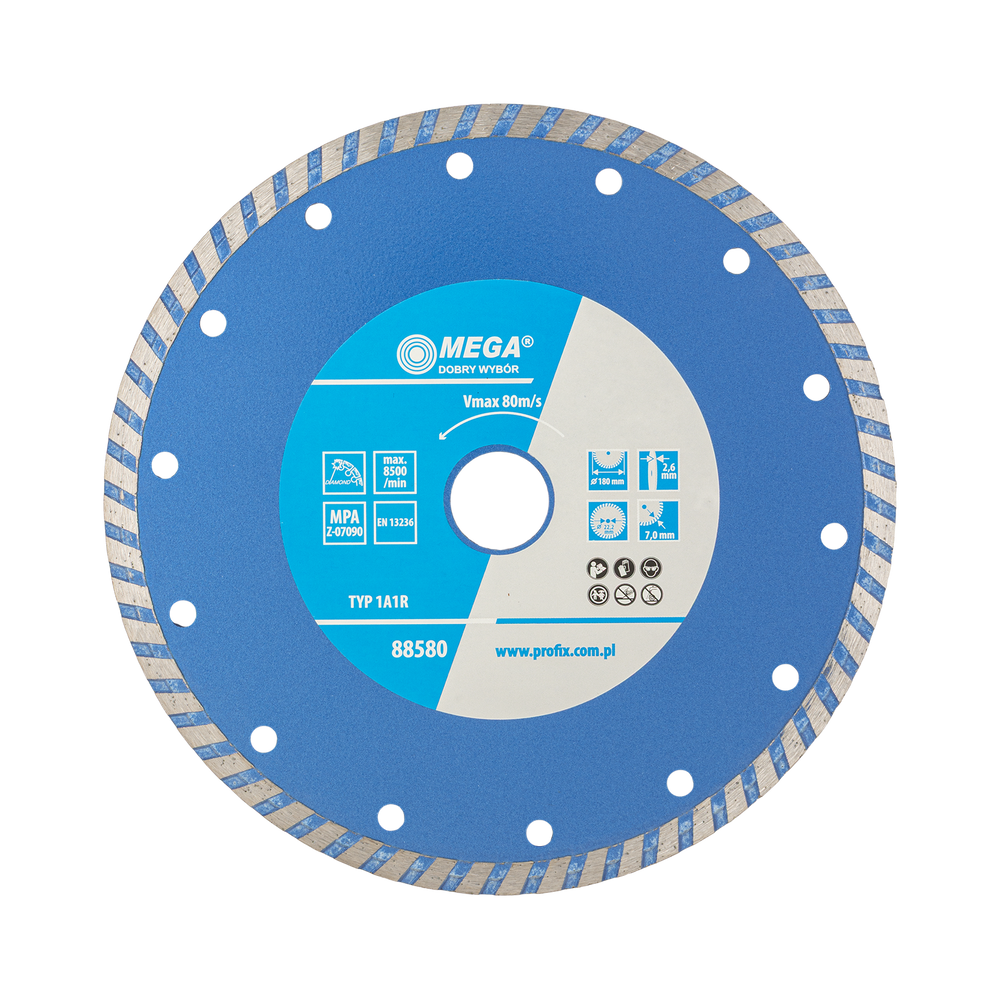 Tarcza diamentowa turbo 180x2,6x22 mm Mega 88580