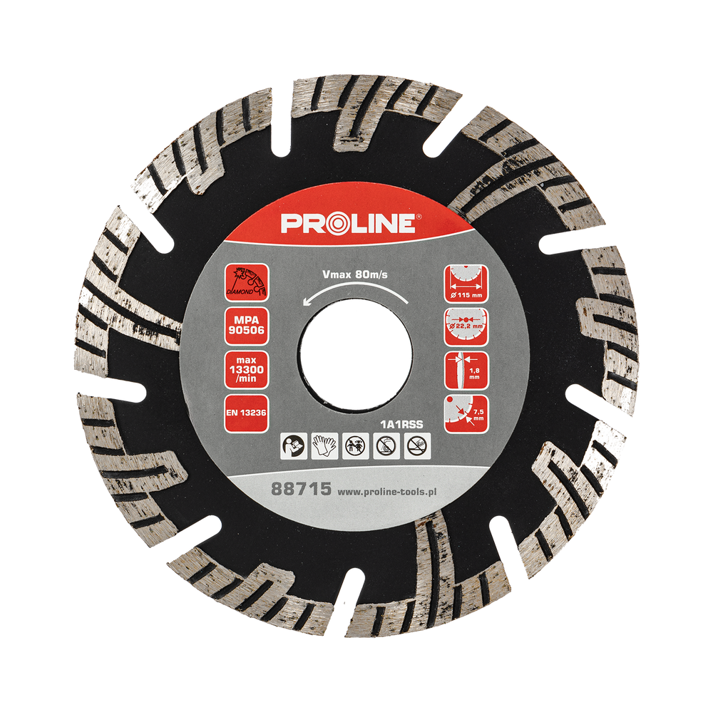 Tarcza diamentowa segmentowa turbo-t 115-230 mm otw:22 mm Proline 88715