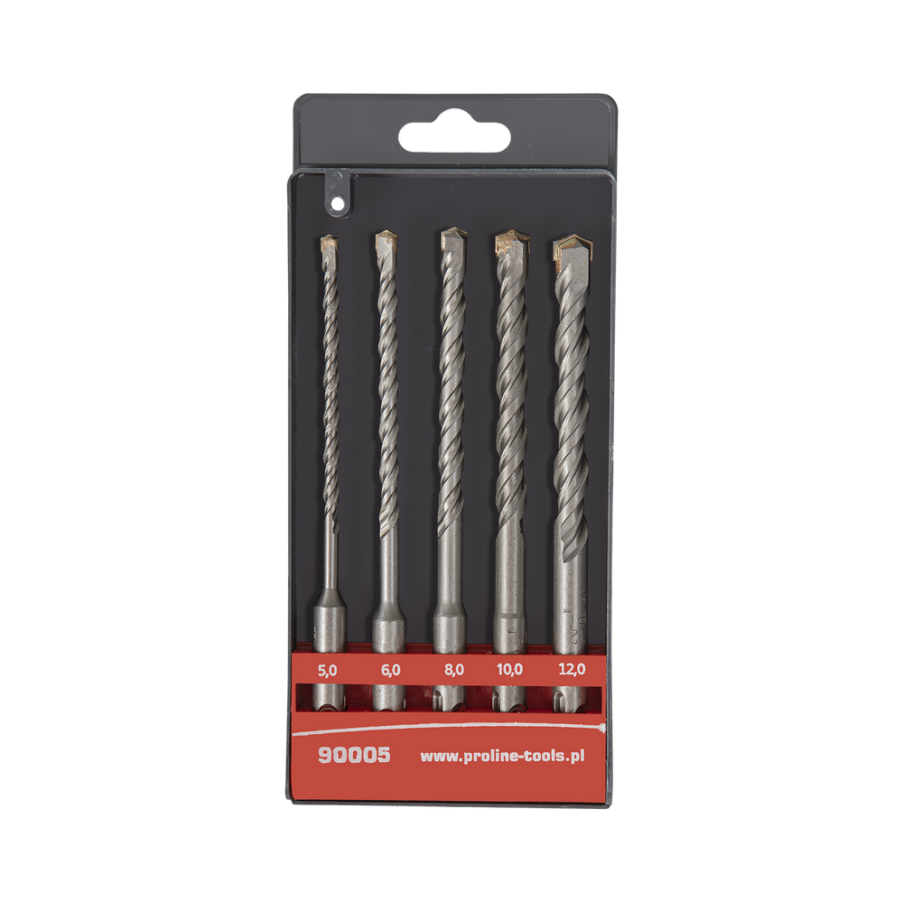 SDS Plus wiertła do betonu 5-12 mm 160 mm zestaw 5 elementów Proline 90005