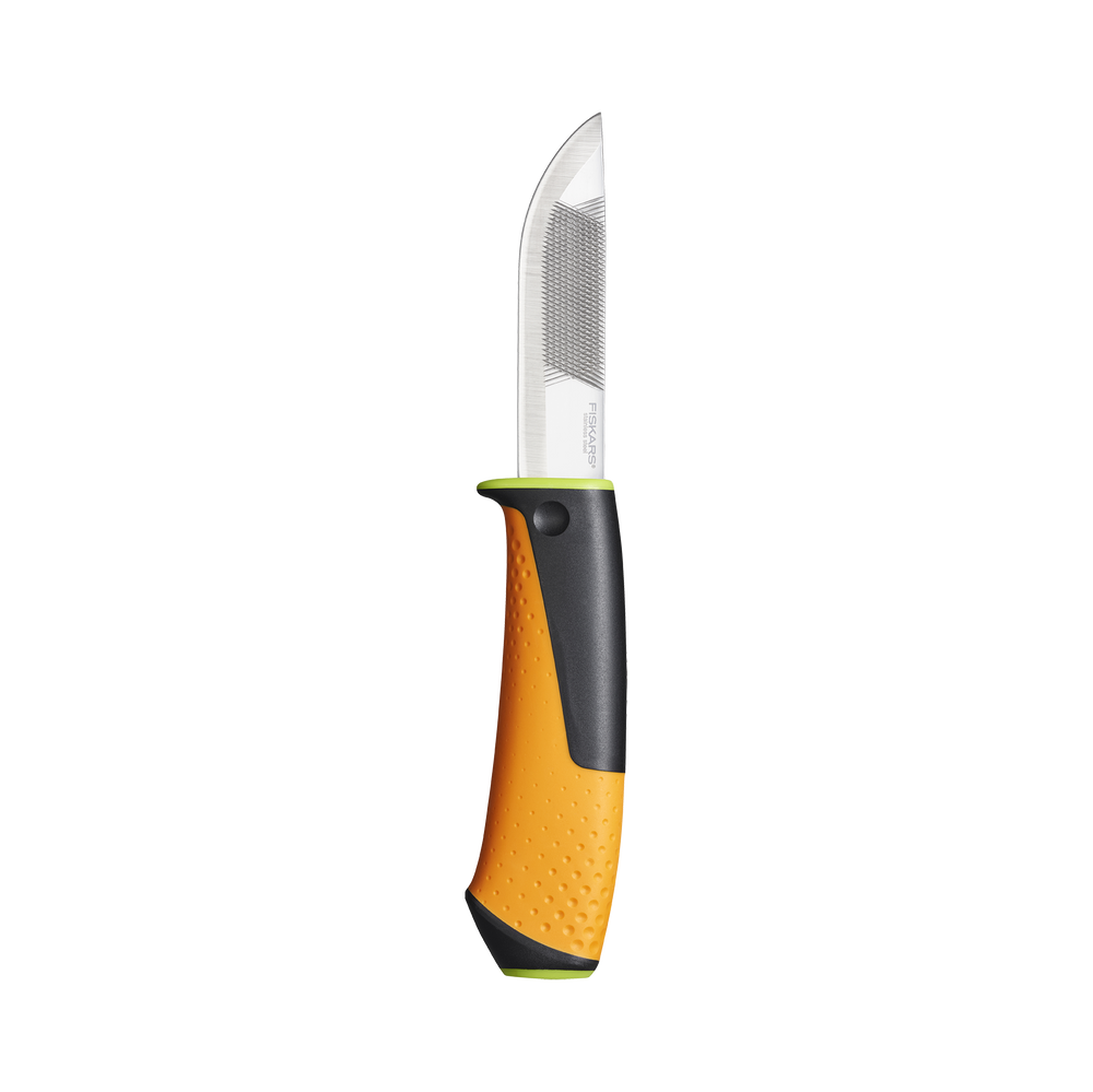 Nóż o zwiększonej wytrzymałości z ostrzałką 219 mm zielony hardware Fiskars F1023619