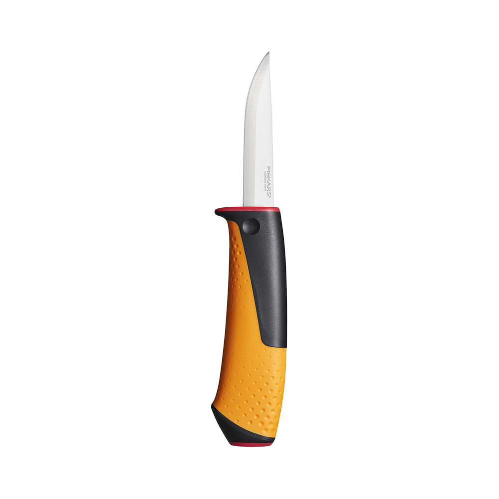 Nóż hobbystyczny z ostrzałką 209 mm czerwony hardware Fiskars F1023620