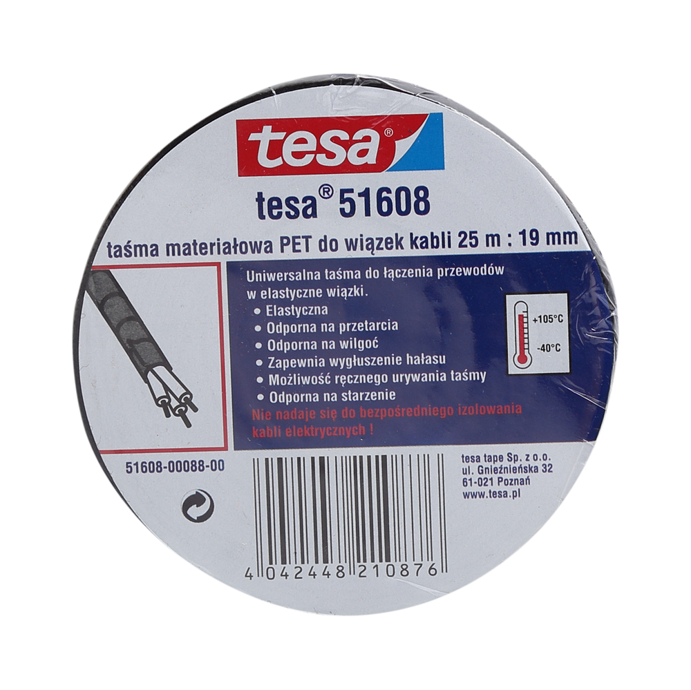Taśma materiałowa pet do wiązek kabli 25m 50 mm Tesa H5160825