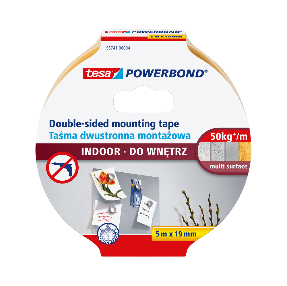 Taśma montażowa powerbond przezroczysta do wnętrz 5m:19 mm Tesa H5574104