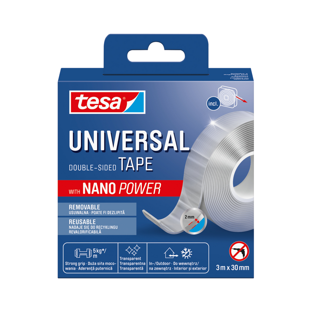 Taśma montażowa dwustronna nano power 3m/30 mm transparentna Tesa H5581003
