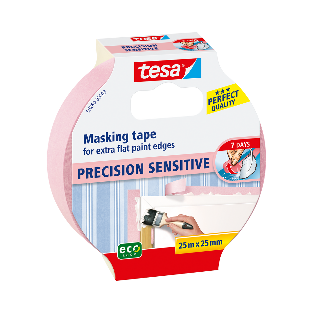 Taśma malarska do delikatnych podłoży sensitive 7dni różowa 25m x 25 mm Tesa H5626000