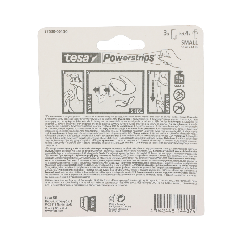 Haczyki samoprzylepne 3 sztuk 1 kg Tesa H5753030