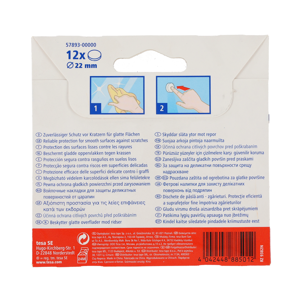 Podkładki filcowe okrągłe 22 mm białe Tesa H5789300