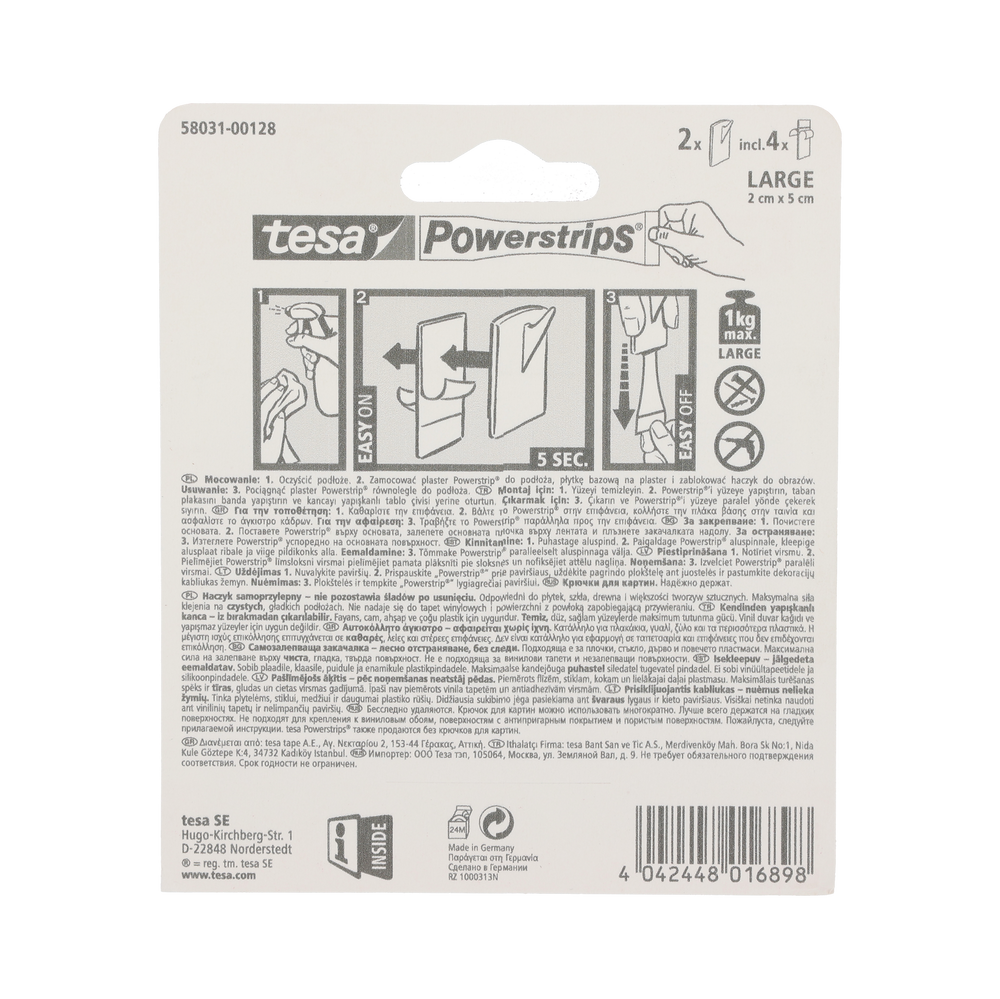 Haczyki samoprzylepne 2 sztuk 1 kg Tesa H5803128