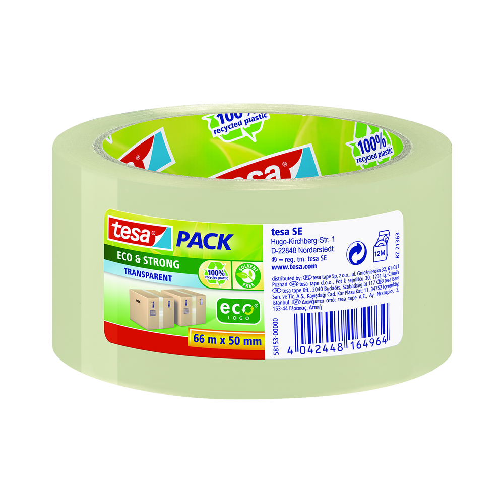 Taśma pakowa eco 66m 50 mm transparent przezroczysta Tesa H5815300