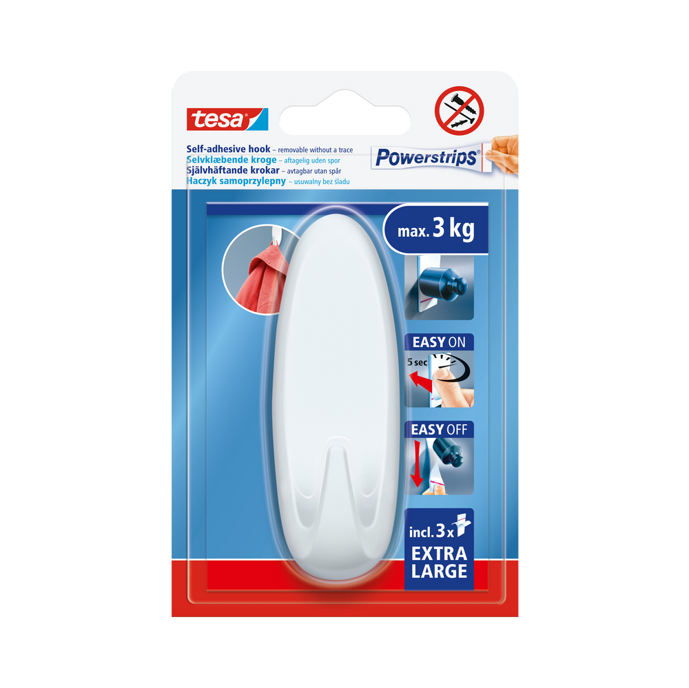 Haczyk samoprzylepny powerstrips 1szt. owalny XL biały Tesa H5902502
