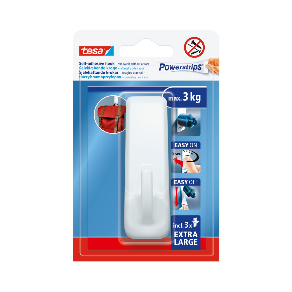 Haczyk samoprzylepny powerstrips 1 szt.. prostokątny XL biały Tesa H5902902