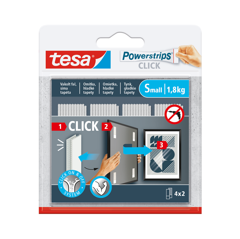 Rzep samoprzylepny click powerstrips 4 pary rozmiar s 60mmx20 mm biały Tesa H7772003