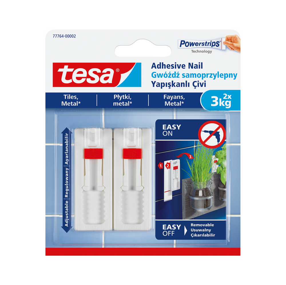 Regulowane gwoździe samoprzylepne do płytek 3 kg + 3 plastry Tesa H7776402