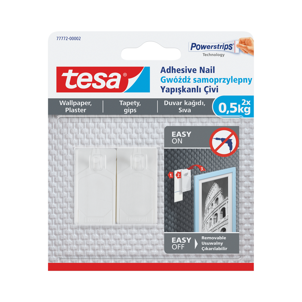 Gwoździe samoprzylepne do tapet 2 sztuki 0,5 kg Tesa H7777202