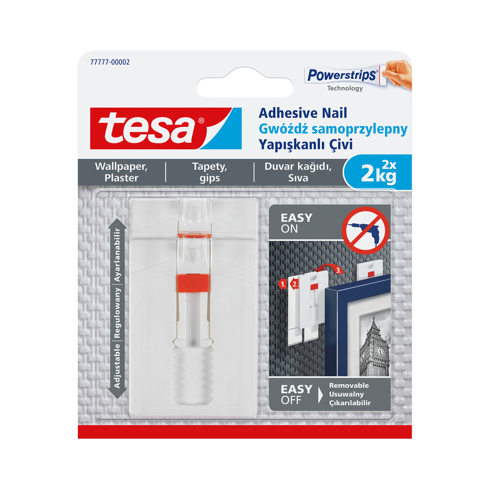 Regulowane gwoździe samoprzylepne do tapet 2 kg + 6 plastrów Tesa H7777702