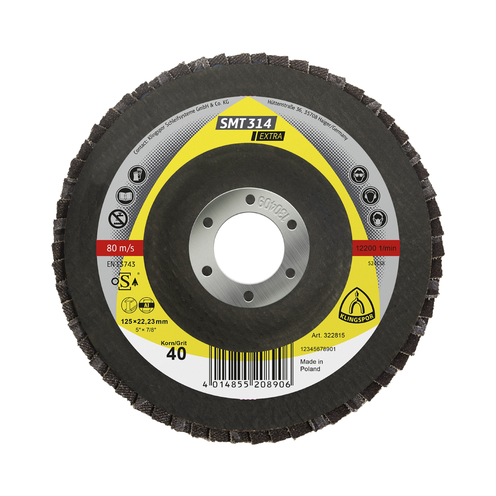 Ściernica listkowa talerzowa SMT314 115x22 gramatura 40 sztuk 1Klingspor Proline KL322809