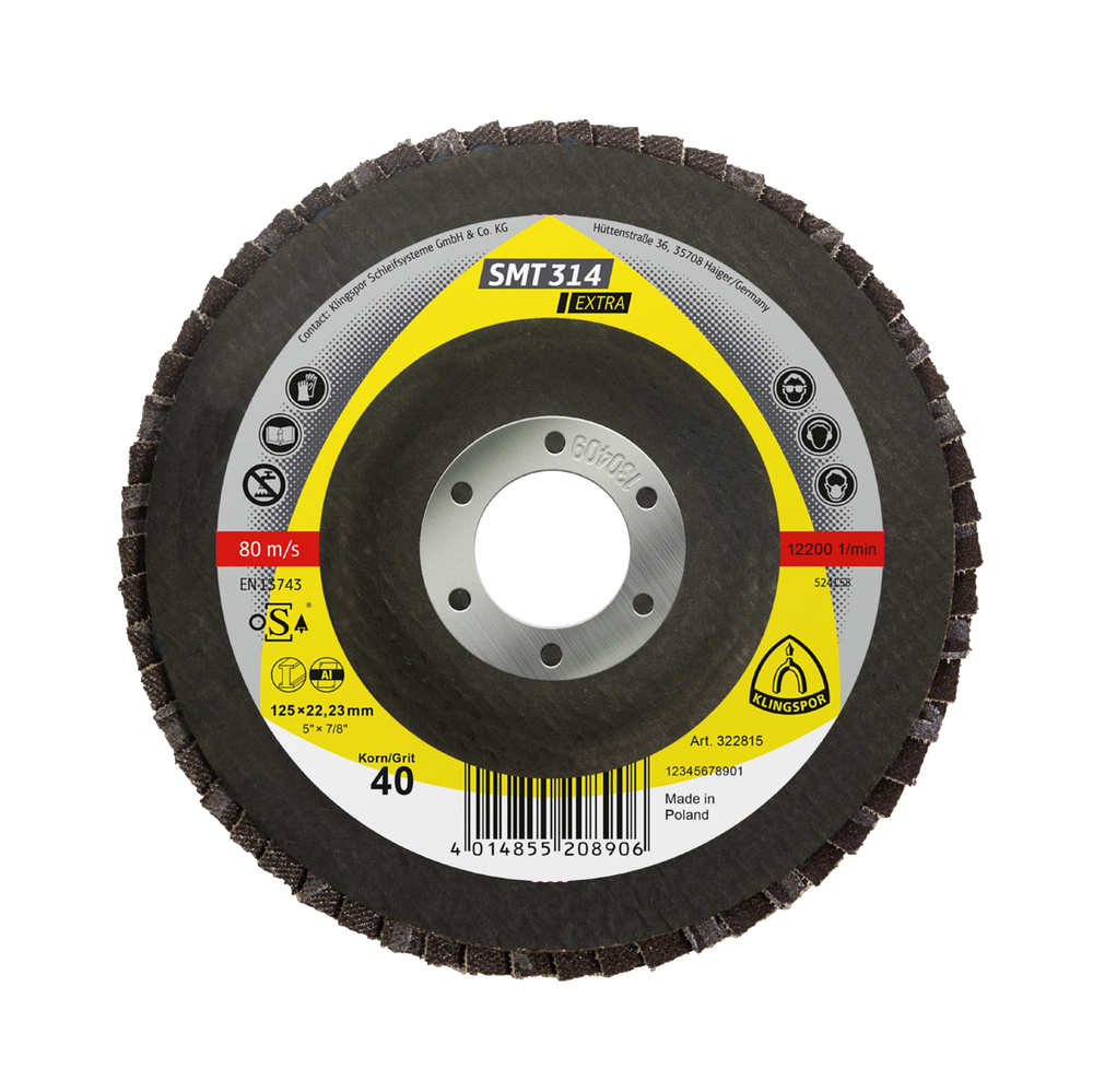 Ściernica listkowa talerzowa SMT314 125x22 gramatura 40 sztuk 1 Klingspor KL322815